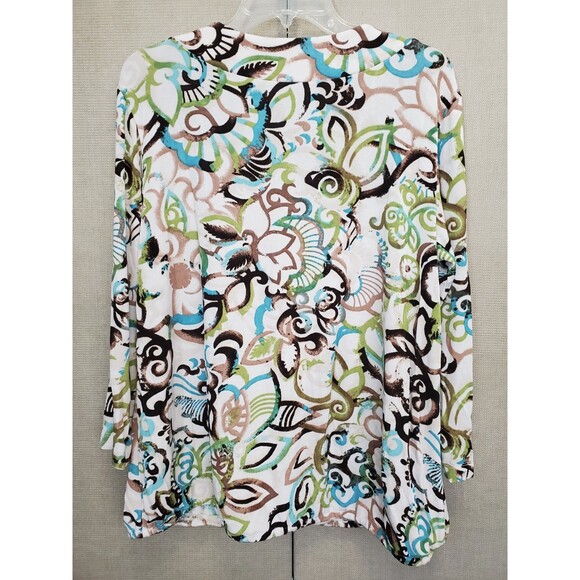Chico's Travelers Slinky Knit Abstract Print Elastic Hem V-Neck Top Size 3 (XL) - Picture 4 of 5